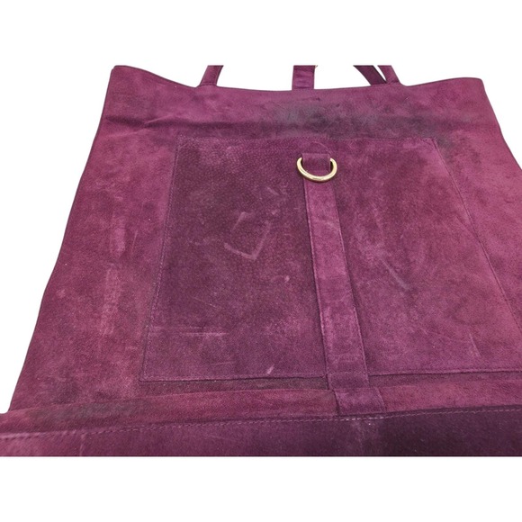 TOCCA Burgundy Suede Tote Bag Made in USA Gold Clasp Vintage Rare - Picture 5 of 5